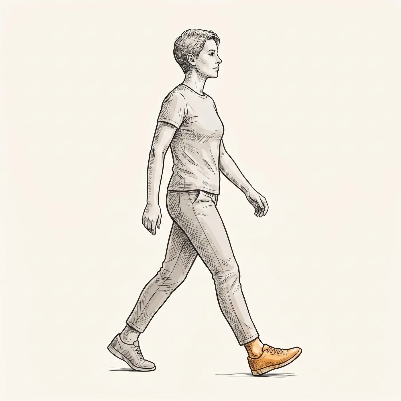 Illustration of a person walking with a stable, confident gait