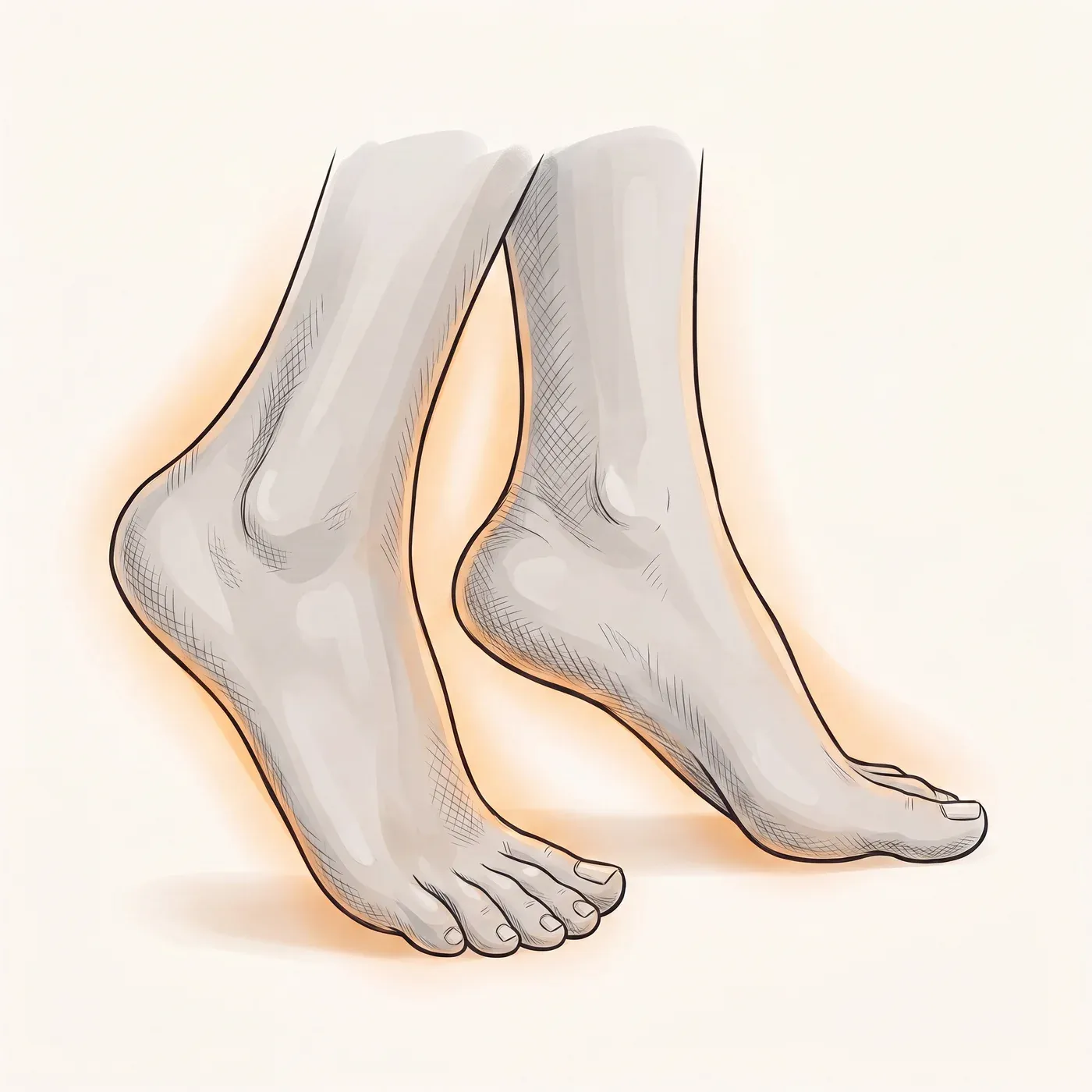 Illustration of clean, dry, healthy bare feet