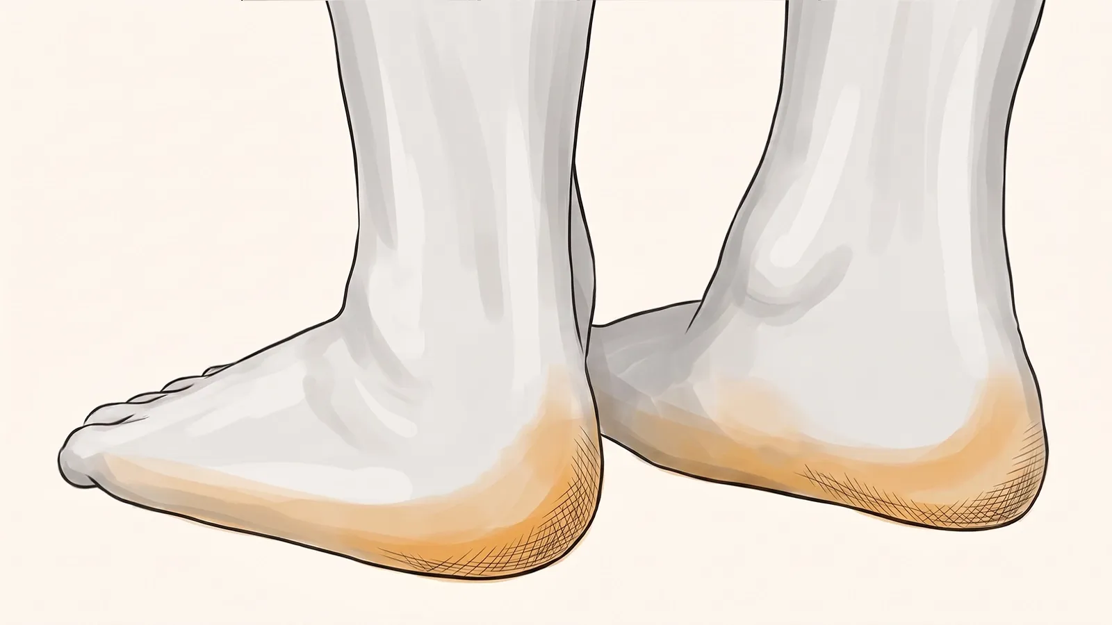Illustration of a child's feet with flattened, collapsed arches