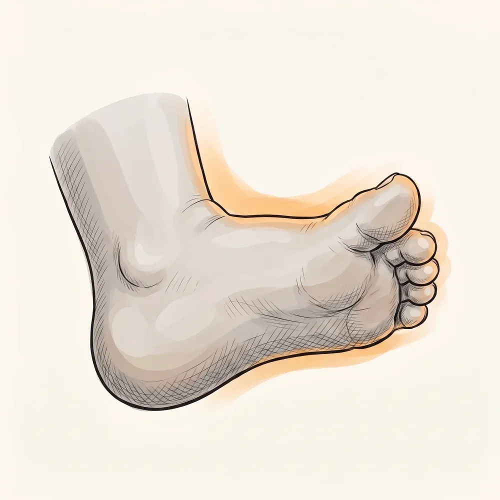 Illustration of a child's foot with a healthy arch, playing happily