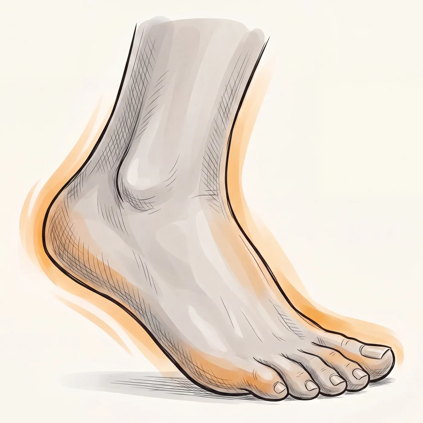 Illustration of a healthy, pain-free foot walking actively