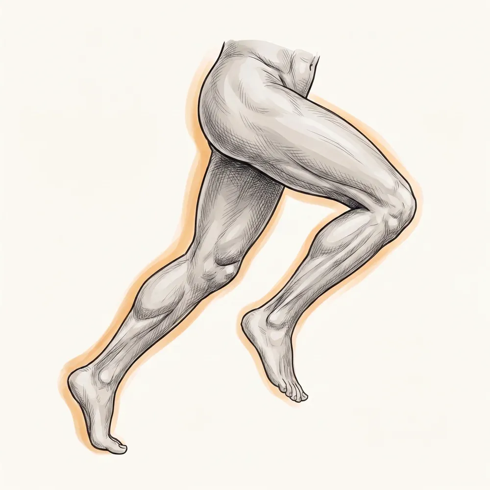 Illustration of a strong leg mid-running-stride