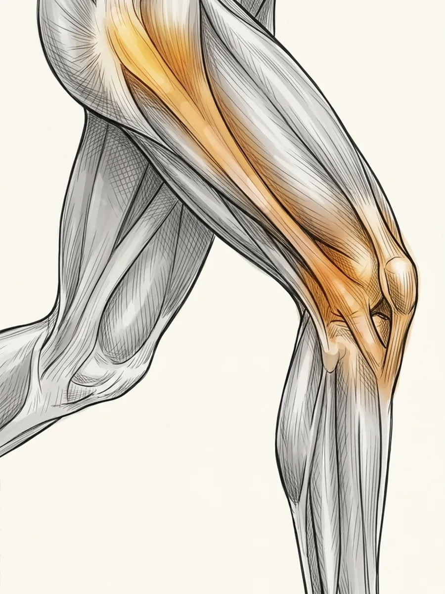 Illustration of an inflamed outer knee and thigh from IT Band Syndrome
