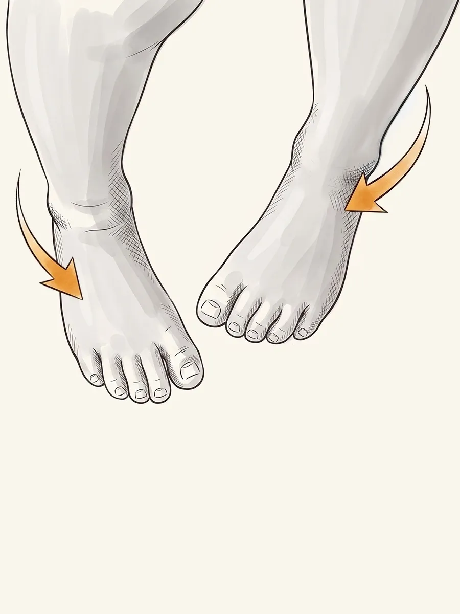 Illustration of a child's feet turned inward while walking