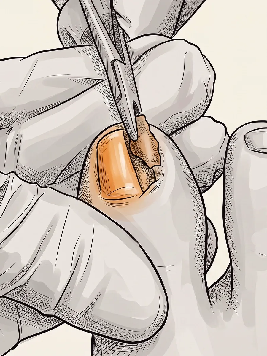 Podiatrist performing minor toenail surgery