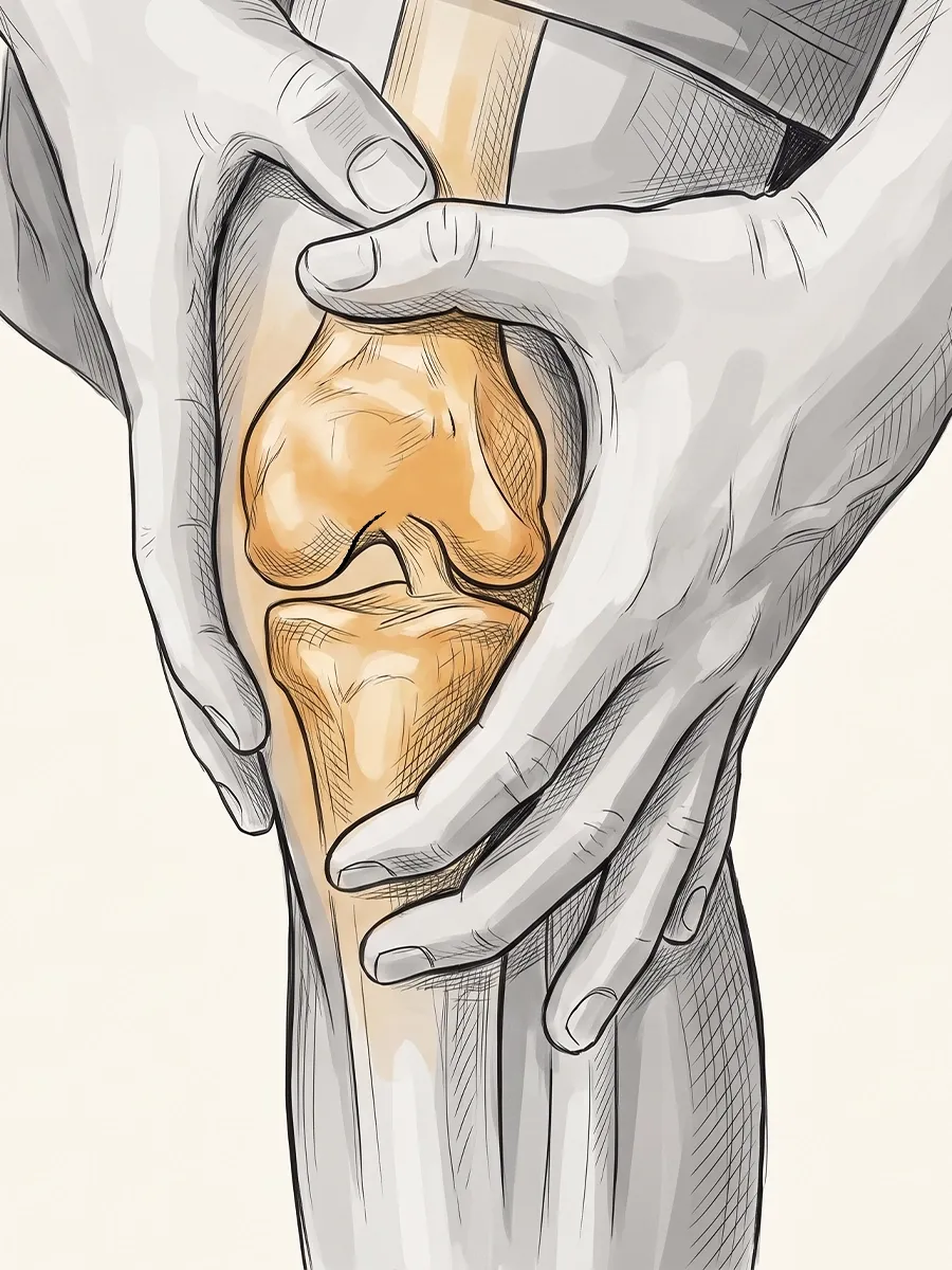 Illustration of a swollen, inflamed knee joint from osteoarthritis