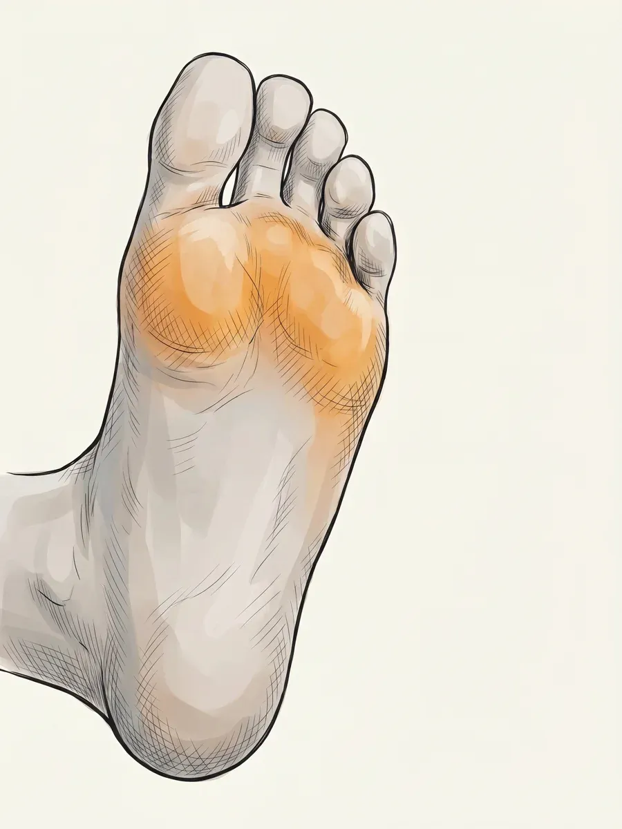 Illustration of an inflamed, painful ball of the foot from metatarsalgia