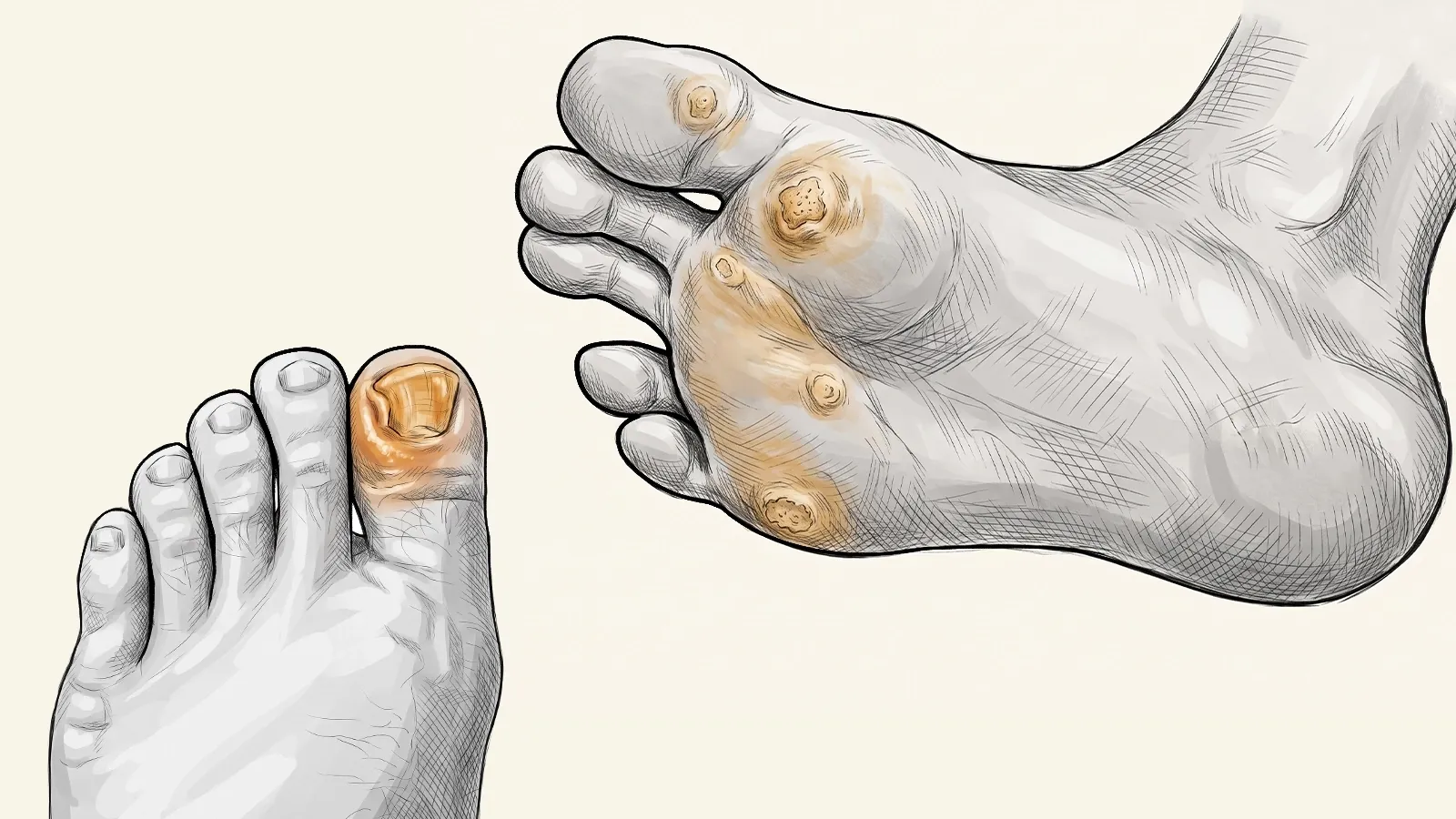 Close-up of an inflamed, infected toenail needing minor surgery