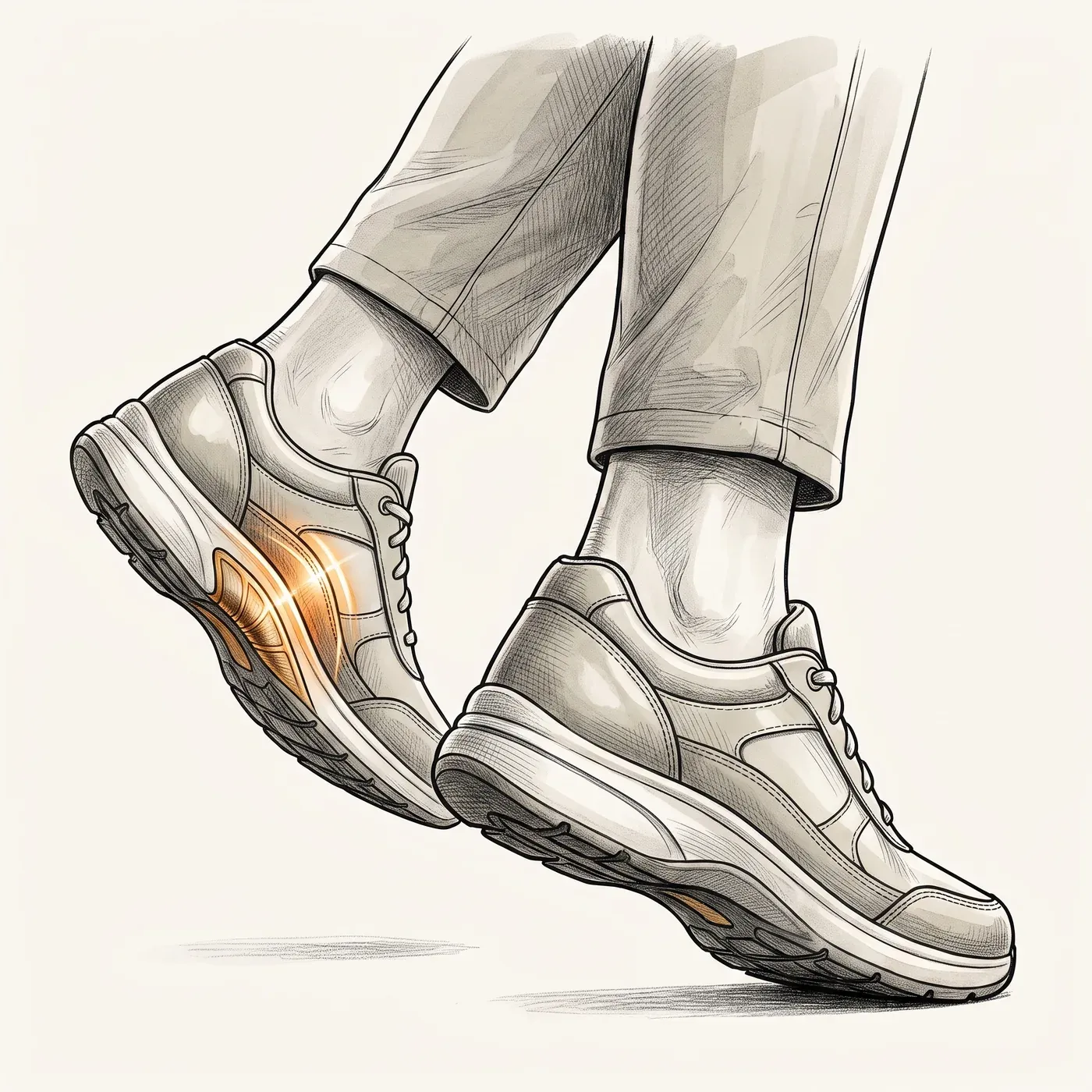 Illustration of a person walking comfortably and confidently in supportive footwear