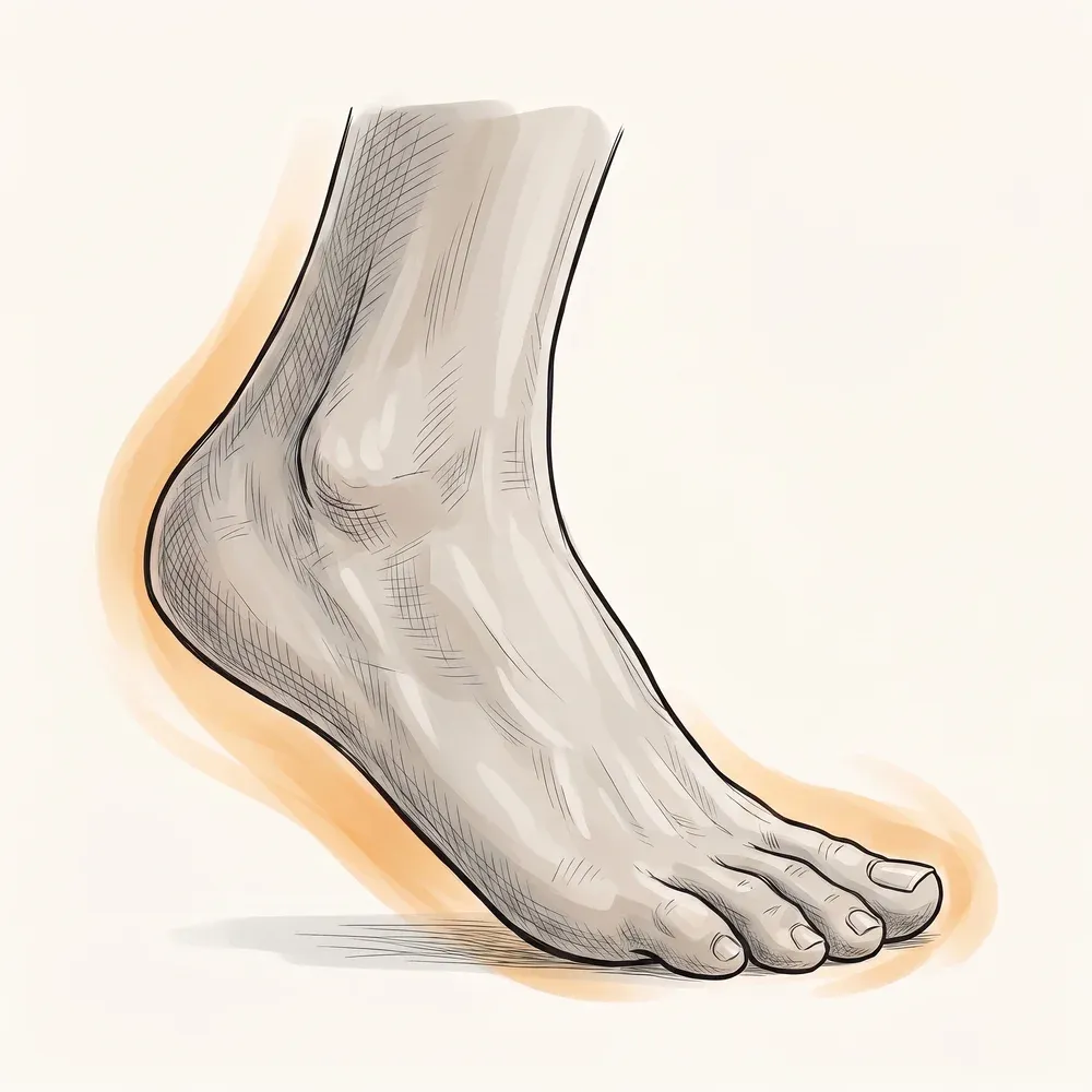 Illustration of a foot flexing and pushing off the ground freely