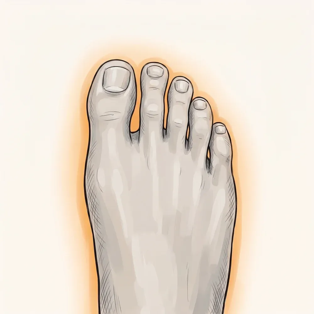 Illustration of a forefoot with straight, well-aligned toes