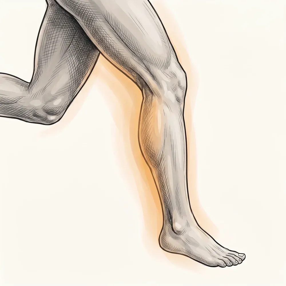 Illustration of a strong lower leg mid-running-stride