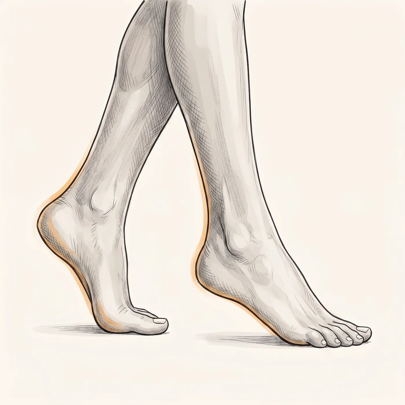 Illustration of smooth, healthy, well-cared-for feet walking comfortably