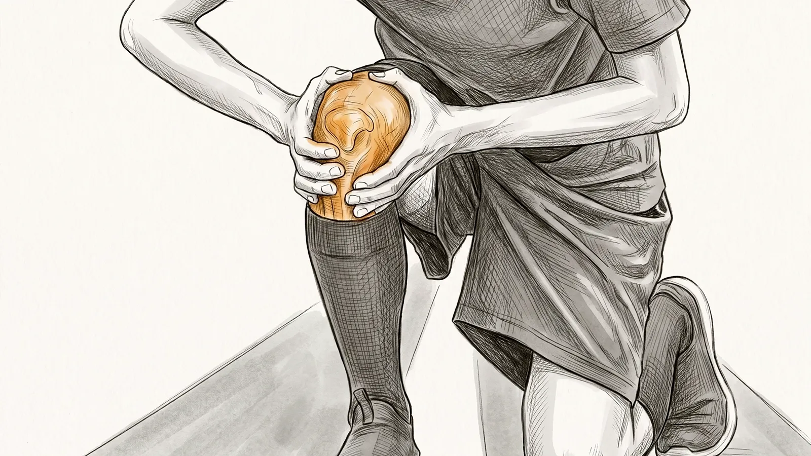 Illustration of a podiatrist assessing ankle range of motion and applying strapping tape after a sports injury